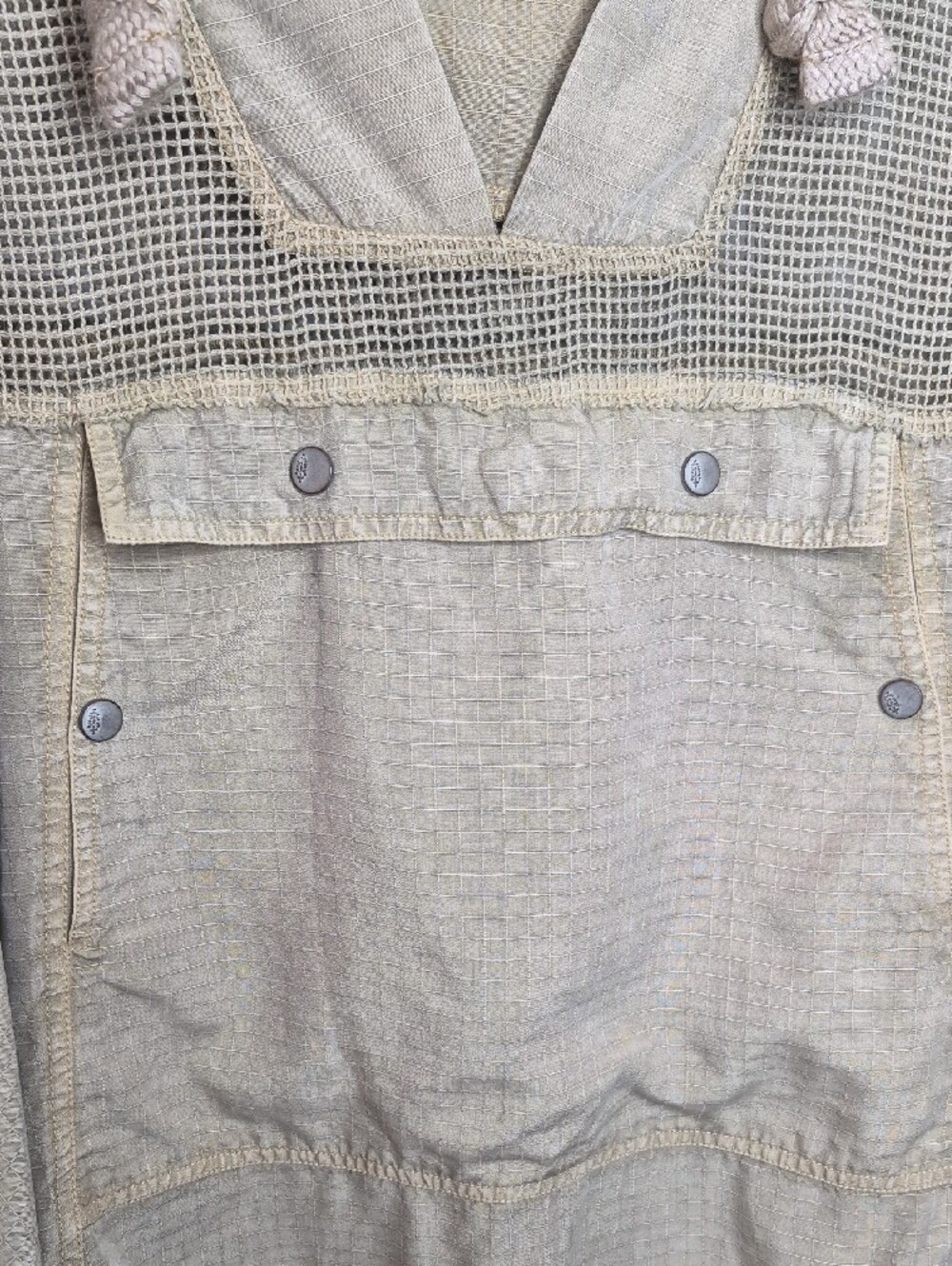 FP Movement Tan Mesh Knit Oversized Hooded Poncho Pullover M - Picture 5 of 10